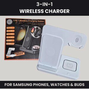 3-in-1 Wireless Charger Stand for Samsung Galaxy Phones, Galaxy Watch, Buds